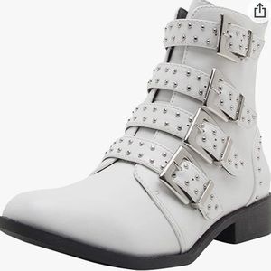 White studded combat boot size 8.5